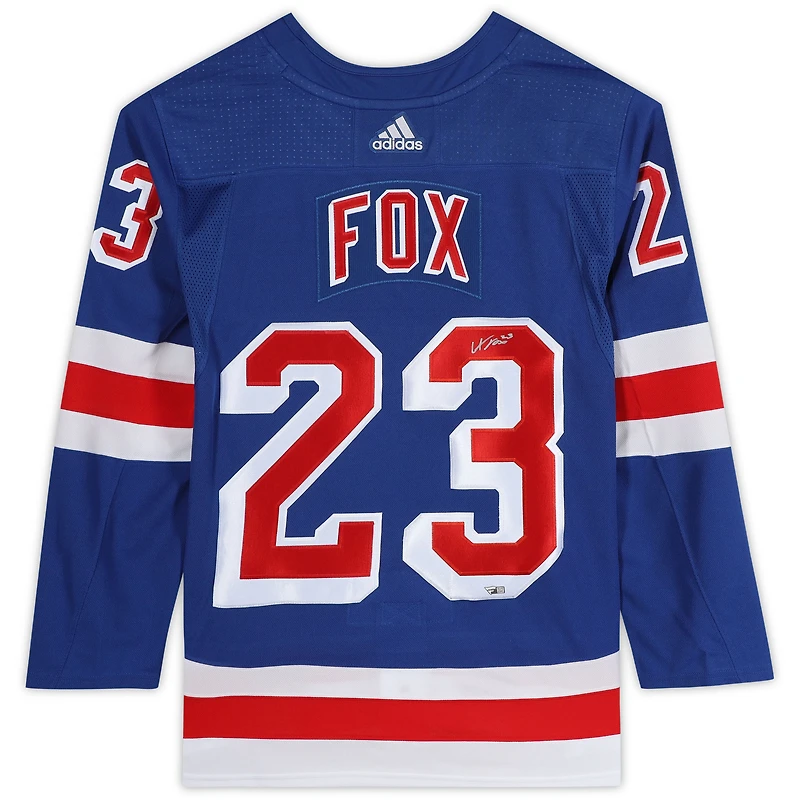 Adam Fox New York Rangers Maillot Authentique Adidas Bleu Autographié