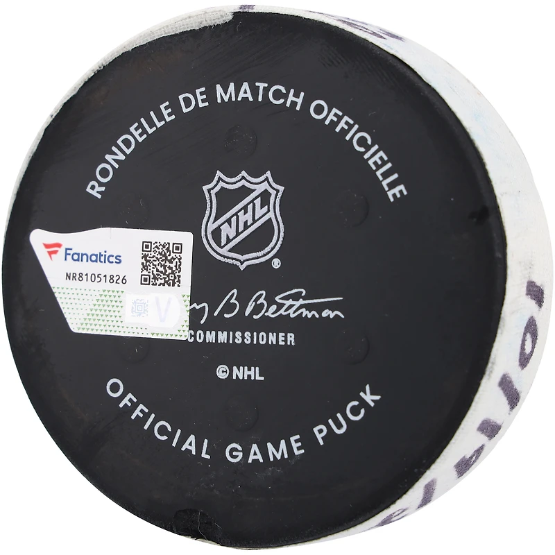 Adam Fox New York Rangers Autographed Game-Used Goal Puck from October 19, 2023 vs. Nashville Predators