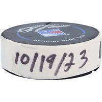 Adam Fox New York Rangers Autographed Game-Used Goal Puck from October 19, 2023 vs. Nashville Predators