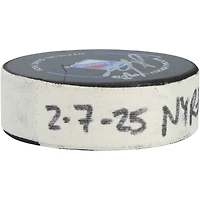 Adam Fox New York Rangers Autographed Game-Used Goal Puck vs. Pittsburgh Penguins on February 7, 2025