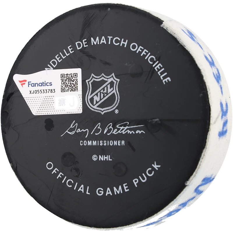 Adam Fox New York Rangers Autographed Game-Used Goal Puck with Inscriptions from Game vs. Florida Panthers on March 23, 2024