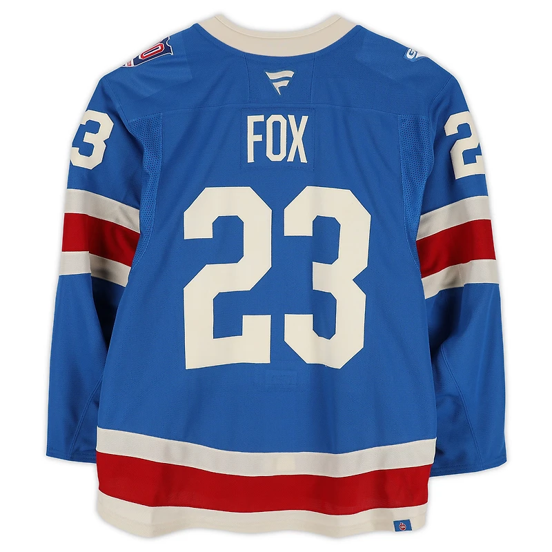 Adam Fox New York Rangers Game-Used #23 Blue Centennial Jersey vs. Toronto Maple Leafs on March 5, 2026