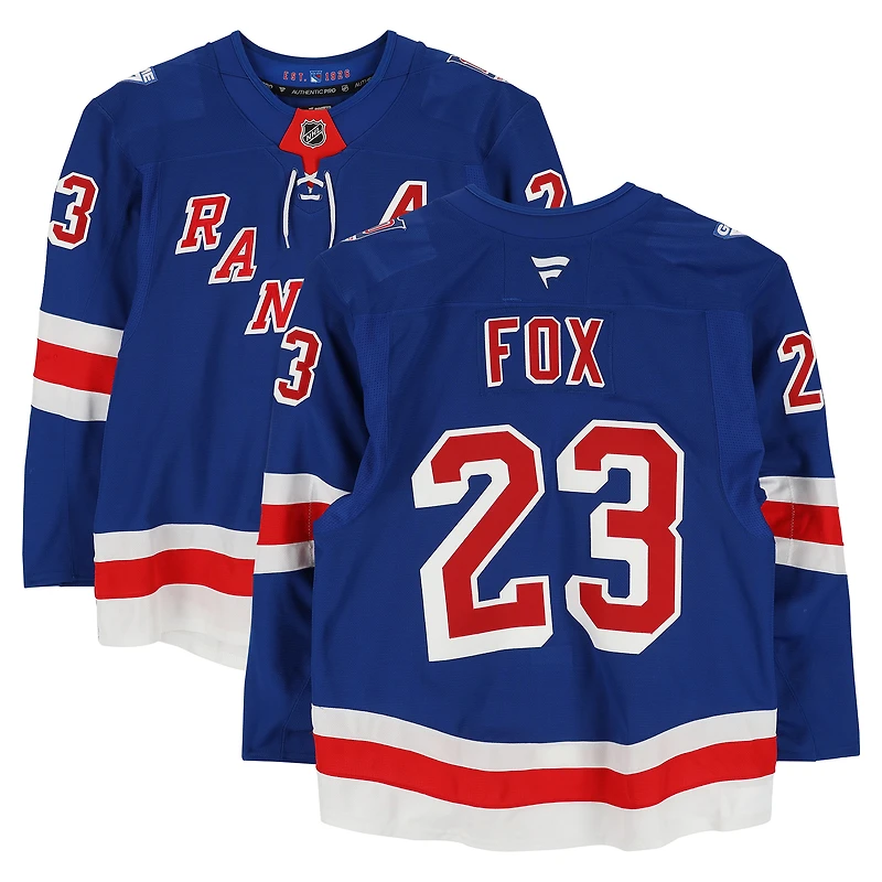 Adam Fox New York Rangers Game-Used #23 Blue Set 3 Jersey from the 2025-26 NHL Season