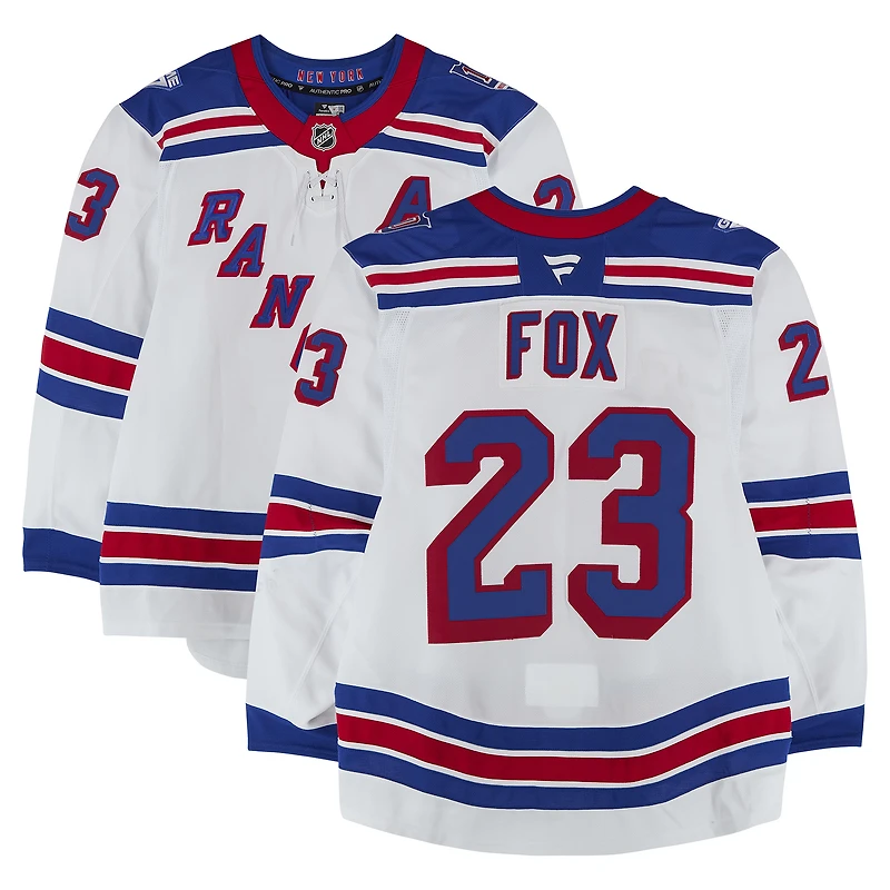 Adam Fox New York Rangers Game-Used #23 White Set 3 Jersey from the 2025-26 NHL Season