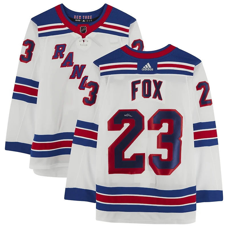 Maillot adidas authentique autographié par Adam Fox White des New York Rangers