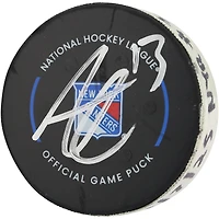 Alexis Lafreniere New York Rangers Autographed Game-Used Goal Puck vs. Dallas Stars on January 7, 2025 - First of Two Goals Scored