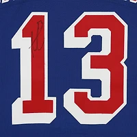Maillot bleu n° 13, porté en match et autographié par Alexis Lafrenière des Rangers de New York, série 3, saison 2024-2025 de la LNH.