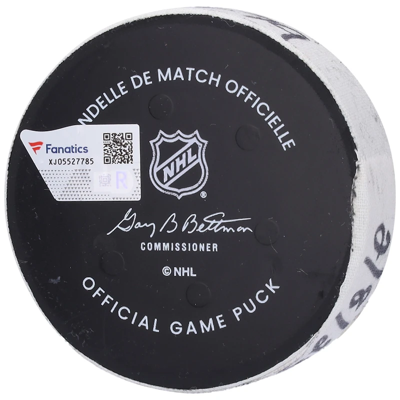 Alexis Lafreniere New York Rangers Game-Used Goal Puck from February 8, 2023 vs. Vancouver Canucks