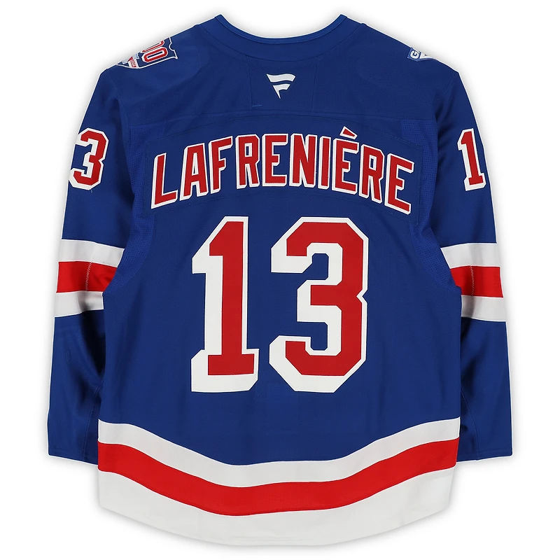 Alexis Lafreniere New York Rangers Game-Used #13 Blue Set 3 Jersey from the 2025-26 NHL Season