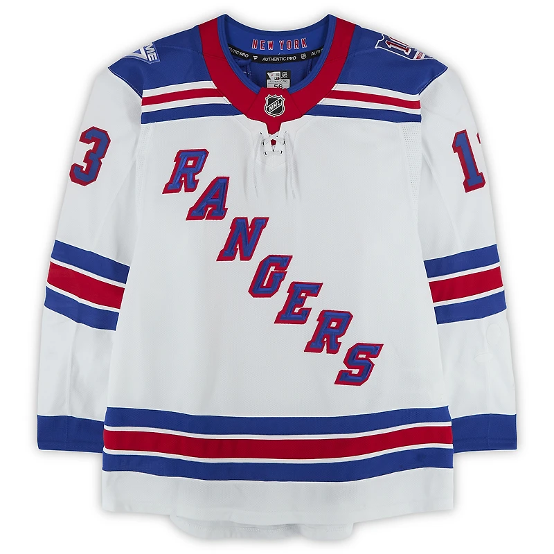 Alexis Lafreniere New York Rangers Game-Used #13 White Set 1 Jersey from the 2025-26 NHL Season