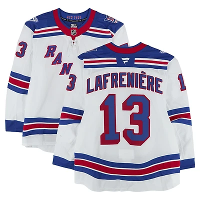 Alexis Lafreniere New York Rangers Game-Used #13 White Set 1 Jersey from the 2025-26 NHL Season