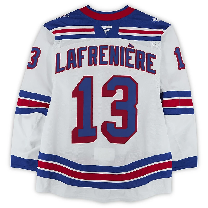 Alexis Lafreniere New York Rangers Game-Used #13 White Set 3 Jersey from the 2025-26 NHL Season