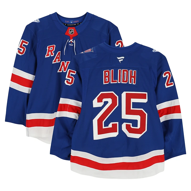 Anton Blidh New York Rangers Game-Used #25 Blue Set 2 Jersey from the 2025-26 NHL Season