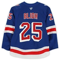 Maillot bleu n° 25 porté par Anton Blidh des Rangers de New York lors de la saison 2025-2026 de la LNH.