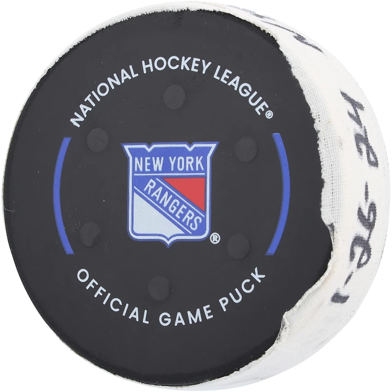 Blake Wheeler New York Rangers Game-Used Goal Puck vs. Vegas Golden Knights on January 26, 2024