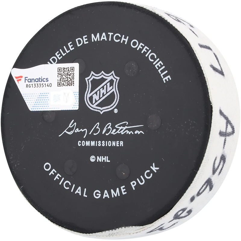 Blake Wheeler, rondelle de but utilisée par les Rangers de New York lors du match contre les Golden Knights de Vegas le 26 janvier 2024