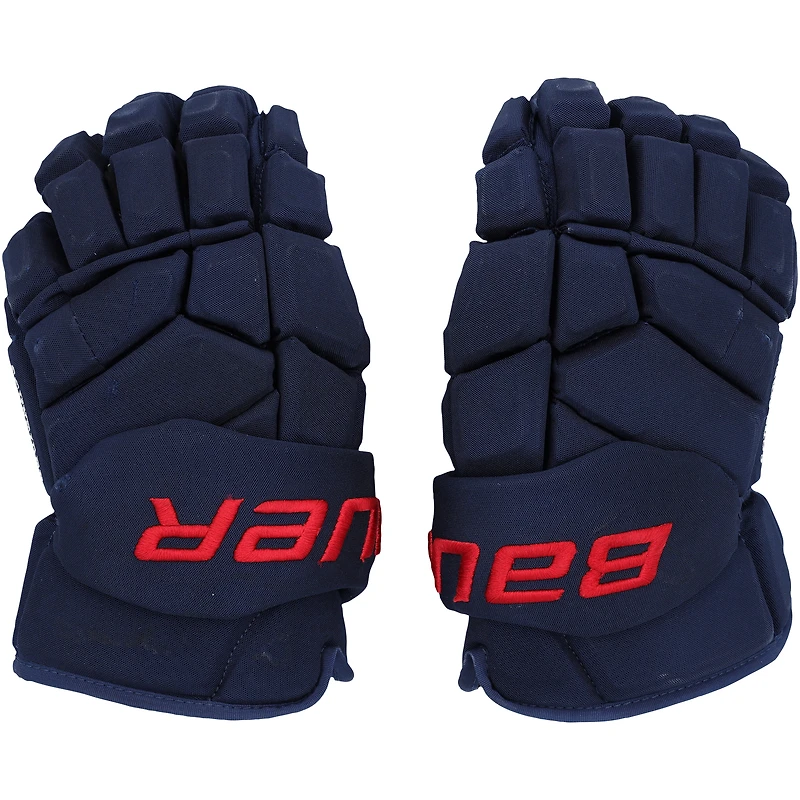 Gants Bauer bleu marine utilisés par Braden Schneider des Rangers de New York lors de la saison 2023-24 de la LNH