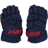 Gants Bauer bleu marine utilisés par Braden Schneider des Rangers de New York lors de la saison 2023-24 de la LNH
