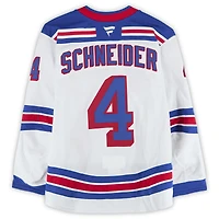 Maillot blanc n° 4 de Braden Schneider, utilisé lors du match des Rangers de New York, série 3, saison 2024-25 de la LNH