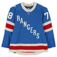 Maillot bleu du centenaire n° 78 porté à l'entraînement par Brennan Othmann des Rangers de New York contre les Hurricanes de la Caroline le 5 février 2026