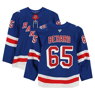 Brett Berard New York Rangers Game-Used #65 Blue Set 2 Jersey from the 2025-26 NHL Season