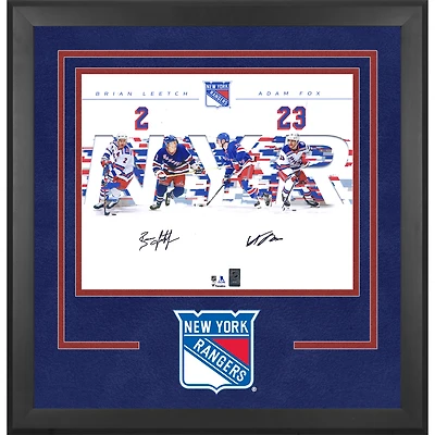 Photo encadrée de luxe autographiée de Brian Leetch et Adam Fox des Rangers de New York, 16" x 20"
