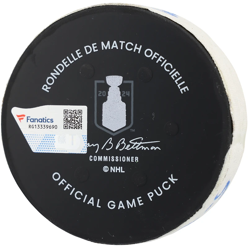 Rondelle de but dédicacée par Chris Kreider des Rangers de New York lors du match du 30 mai 2024 contre les Panthers de la Floride