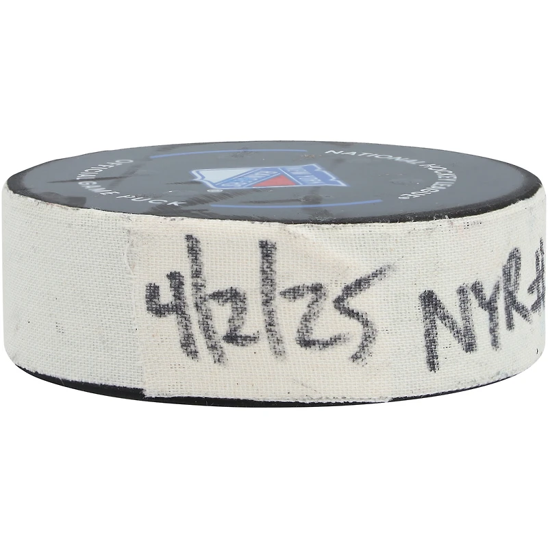 Chris Kreider New York Rangers Game-Used Goal Puck vs. Minnesota Wild on April 2, 2025