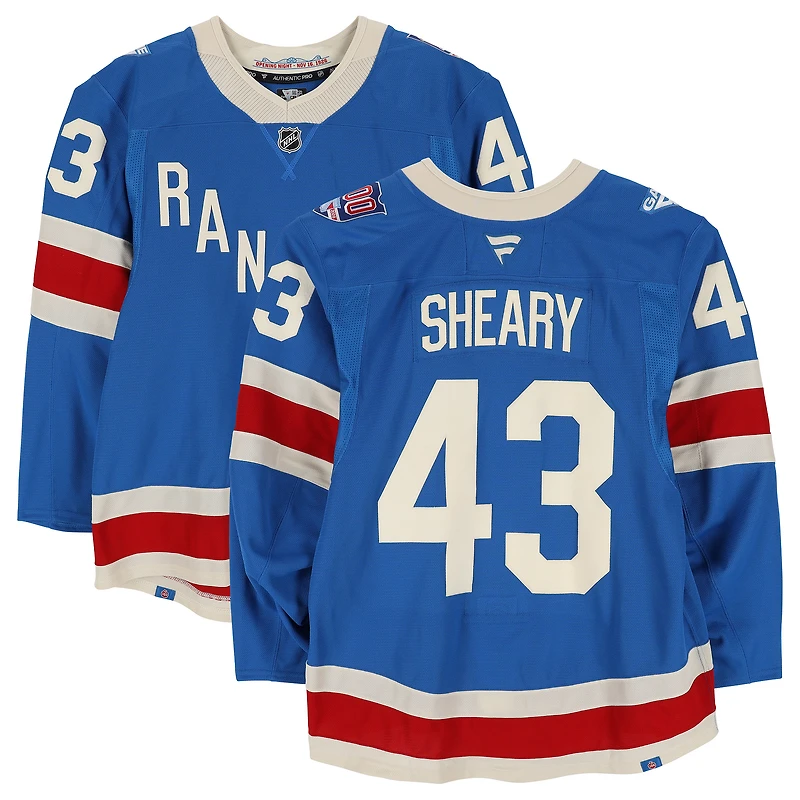 Conor Sheary New York Rangers Game-Used #43 Blue Centennial Jersey vs. Toronto Maple Leafs on March 5, 2026