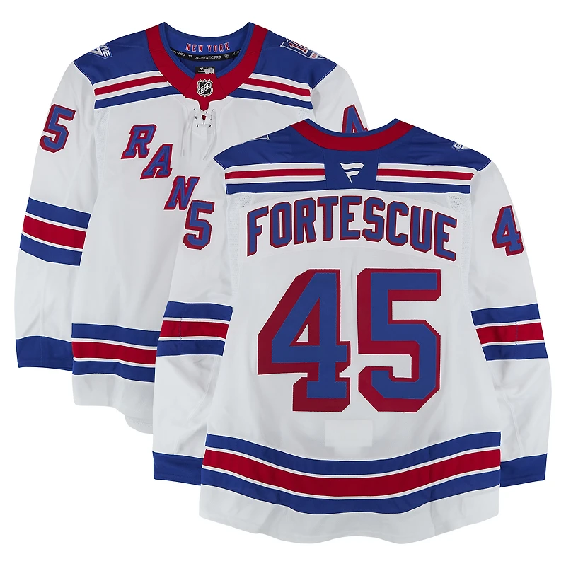 Drew Fortescue New York Rangers Game-Used #45 White Set 3 Jersey vs. Florida Panthers on April 13, 2026