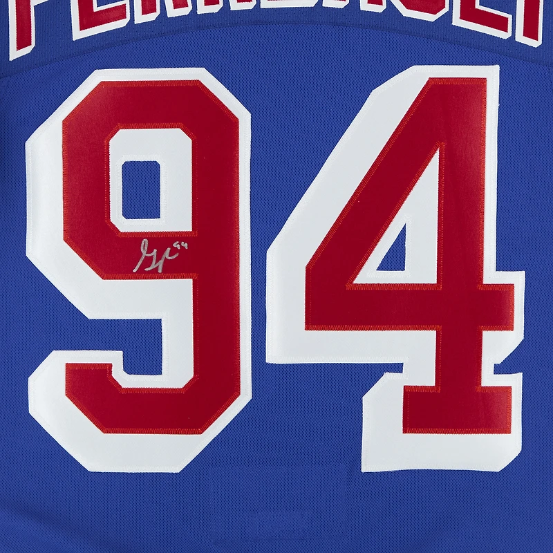 Maillot bleu autographié de Gabe Perreault, Rangers de New York, Fanatics Premium