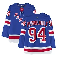 Maillot bleu autographié de Gabe Perreault, Rangers de New York, Fanatics Premium