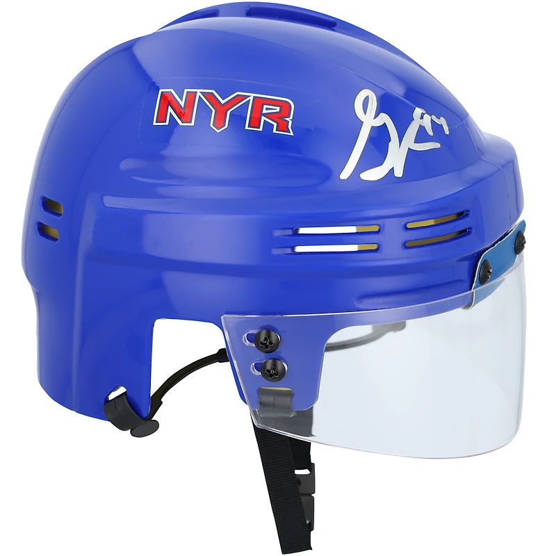 Casque mini bleu autographié par Gabe Perreault des Rangers de New York