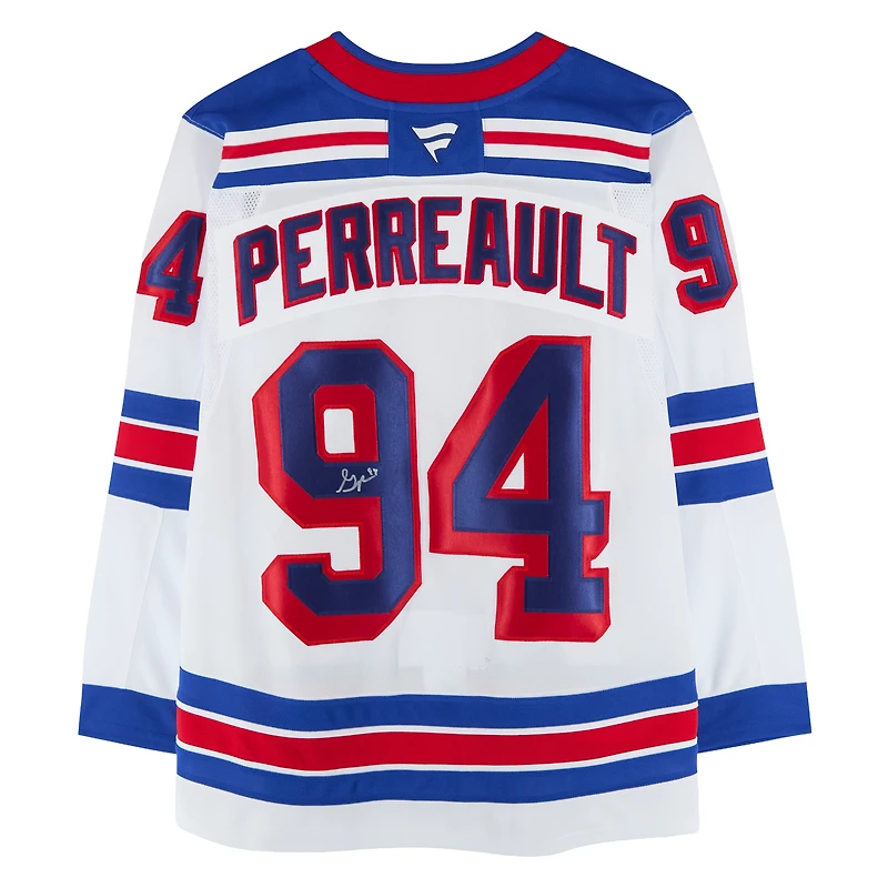 Maillot blanc autographié de Gabe Perreault, Rangers de New York, Fanatics Premium