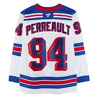 Maillot blanc autographié de Gabe Perreault, Rangers de New York, Fanatics Premium