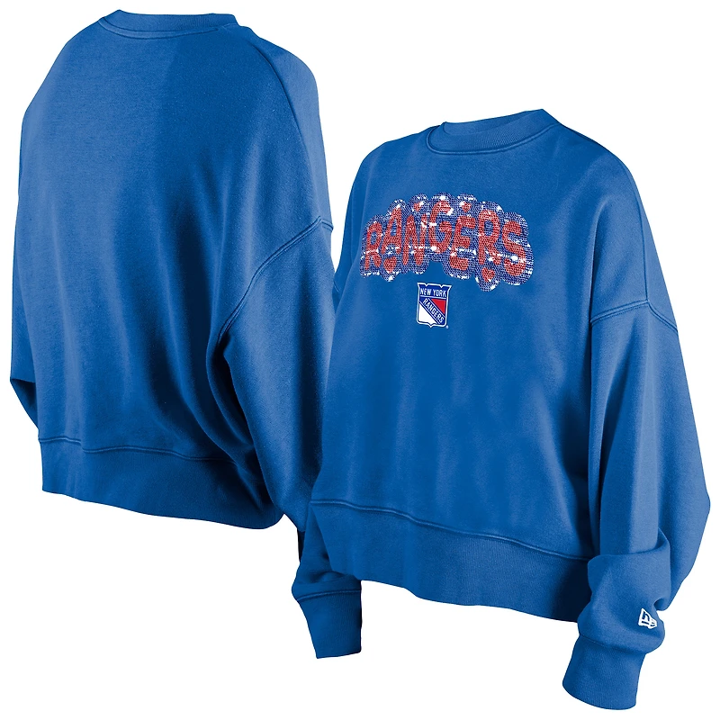 Girls Youth New Era Blue York Rangers Flip Sequin Sweatshirt