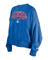 Sweat-shirt à paillettes bleu New Era York Rangers pour jeunes filles