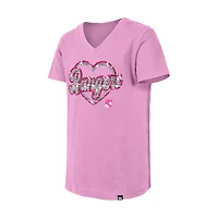 T-shirt à col en V sequins inversés rose New York Rangers de Era pour fille