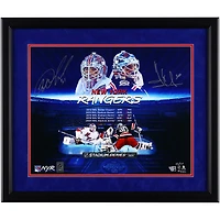 Henrik Lundqvist & Igor Shesterkin New York Rangers Autographed Framed 16" x 20" Outdoor Game Stylized Photograph - Limited Edition of 24 - Suede Matting