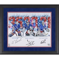 Henrik Lundqvist, Igor Shesterkin & Mike Richter New York Rangers Autographed Framed 16" x 20" Stylized Photograph 