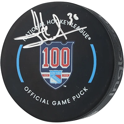 Henrik Lundqvist New York Rangers Autographed 100th Anniversary Official Game Puck