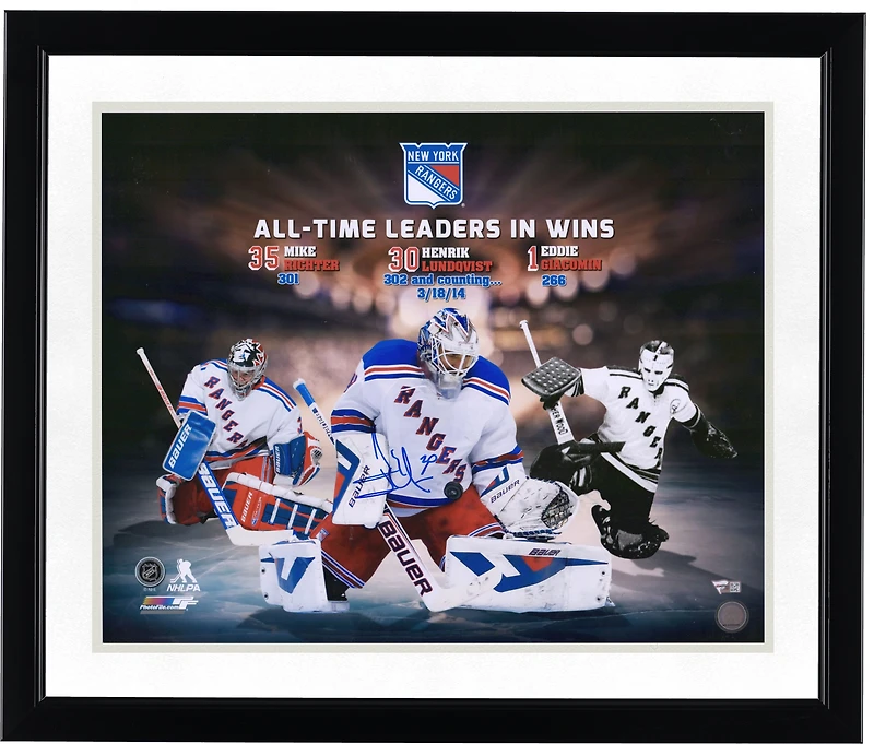 Henrik Lundqvist New York Rangers Autographed 16" x 20" Franchise Wins Leaders Photograph