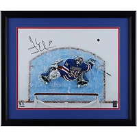 Henrik Lundqvist, Rangers de New York, bloqueur autographié 16" x 20" Enregistrer la photo