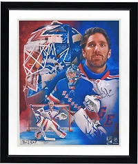 Henrik Lundqvist New York Rangers Autographed 16" x 20" Photo Print - Created and Signed by Artist Brian Konnick - Limited Edition of 130