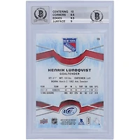 Carte 9/10 authentifiée dédicacée 2018-19 Upper Deck Ice #19 Beckett par Henrik Lundqvist des Rangers de New York - 10/8.5/9.5/9 Sous-catégories