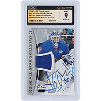 Carte autographiée par Henrik Lundqvist des Rangers de New York, saison 2019-20, Upper Deck SP Game Used All-Star Skills GU Relic #AS-HL, authentifiée par Fanatics Witnessed (CGC, 9/10).