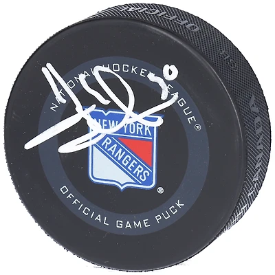 Rondelle de jeu officielle dédicacée par Henrik Lundqvist des Rangers de New York modèle 2019