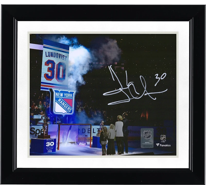 Henrik Lundqvist New York Rangers Autographed 8'' x 10'' Banner Raising Photograph