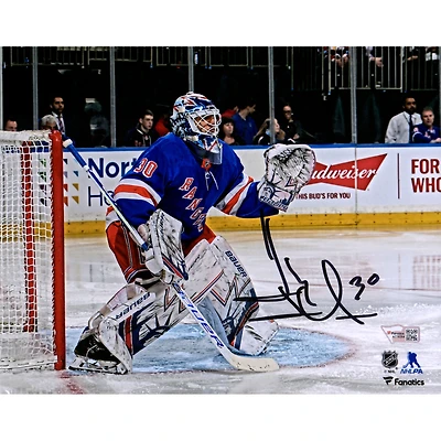 Henrik Lundqvist New York Rangers Maillot bleu dédicacé 8" x 10" dans une photographie nette
