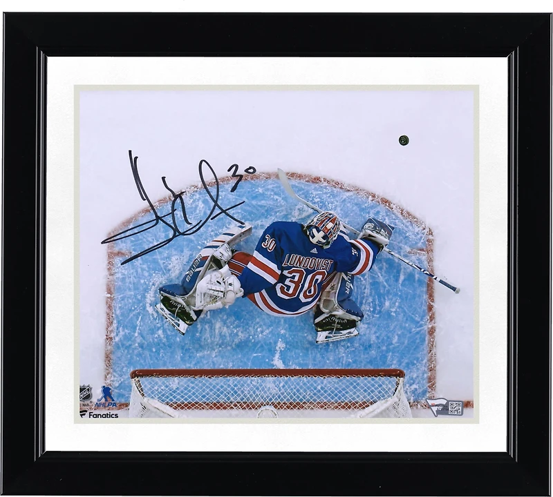 Henrik Lundqvist New York Rangers Autographed 8" x 10" Overhead Blocker Save Photograph